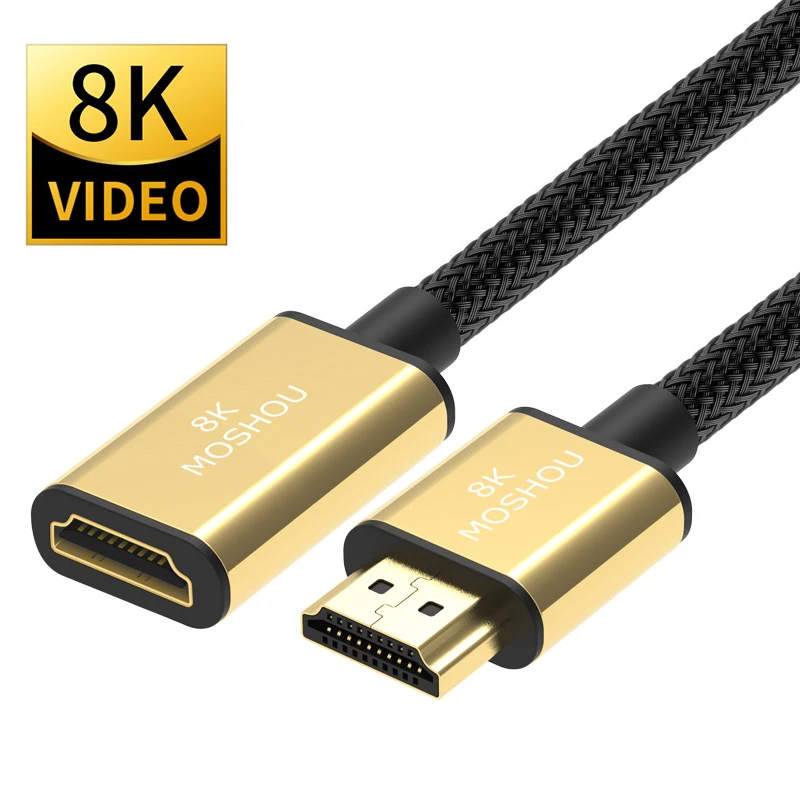 HDMI-תואם 2.1 כבלי 8K 4K 60Hz MOSHOU זכר לנקבה מתאם דינמי HDR קשת CEC בחדות גבוהה וידאו הארכת כבל