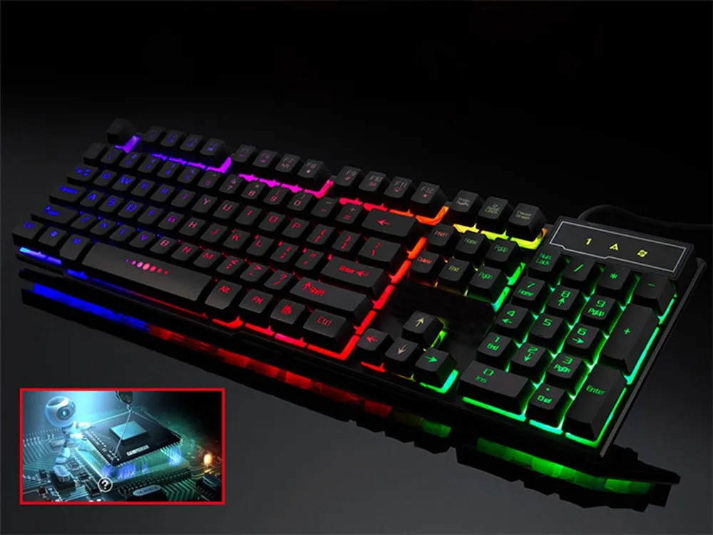 

Клавиатура проводная игровая F2 со светодиодной подсветкой и USB-портом