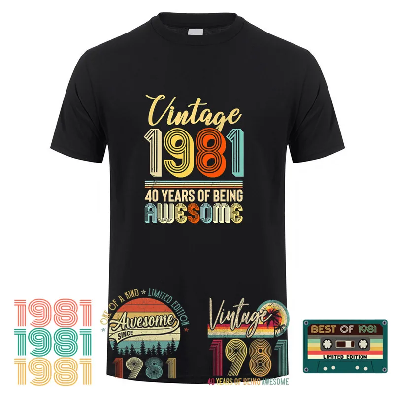 Винтажная хлопковая Футболка 40 лет быть замечательным сделано в 1981 году 40-й день