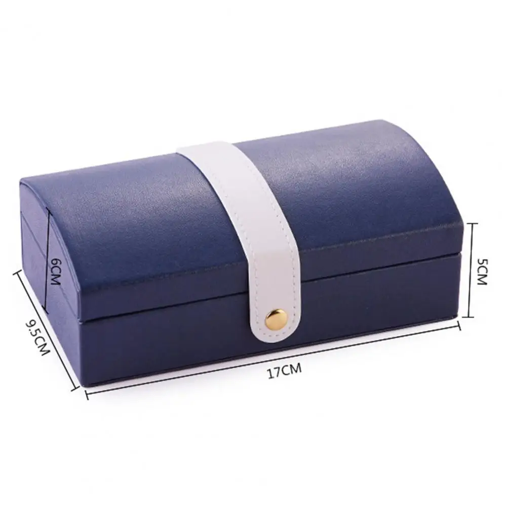 

Jewelry Box Two-layer Large Capacity Faux Leather Outlook Jewelry Case Earrings Bins Storage Boxes Organization