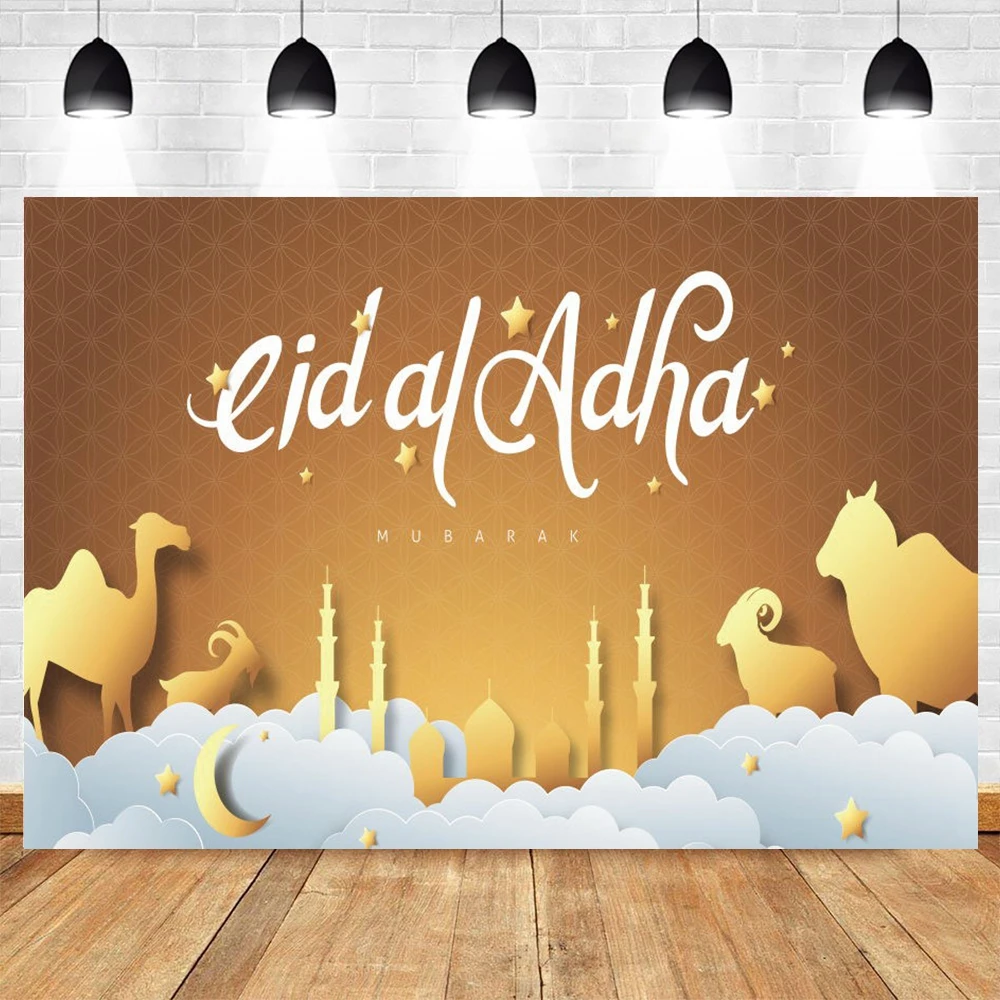 

Eid Al Adha Mubarak Photography Backdrop Ramadan Kareem Lantern Sheep Islamic Mosque Muslim Moon Star Camel Photo Background