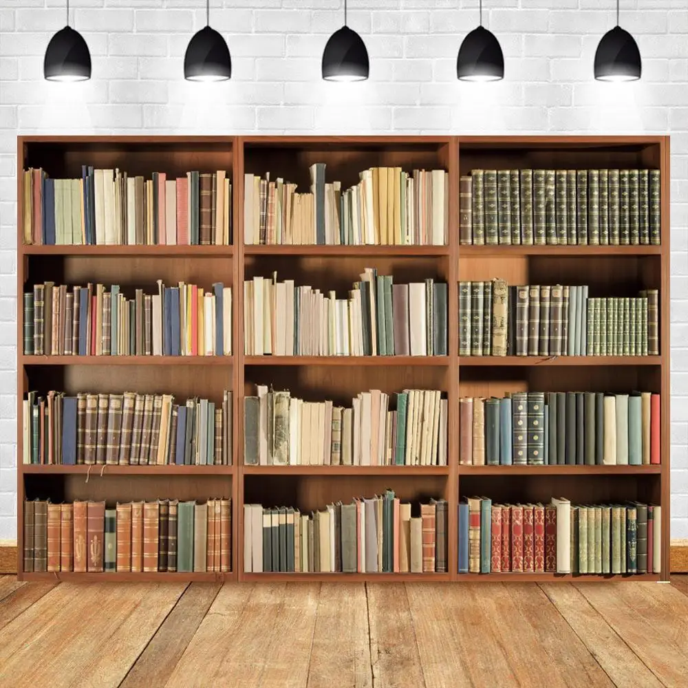 Фон для фотографий с книжной полкой винтажная доска детская библиотека школьный