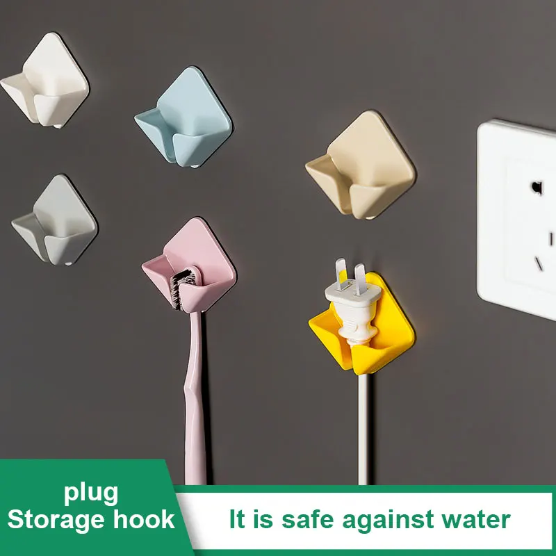 Storage Holders Racks Wall Hanging Hook Saving Racks Self Adhesive Folding Socket Kitchen Appliance Wire Plug Power Cord