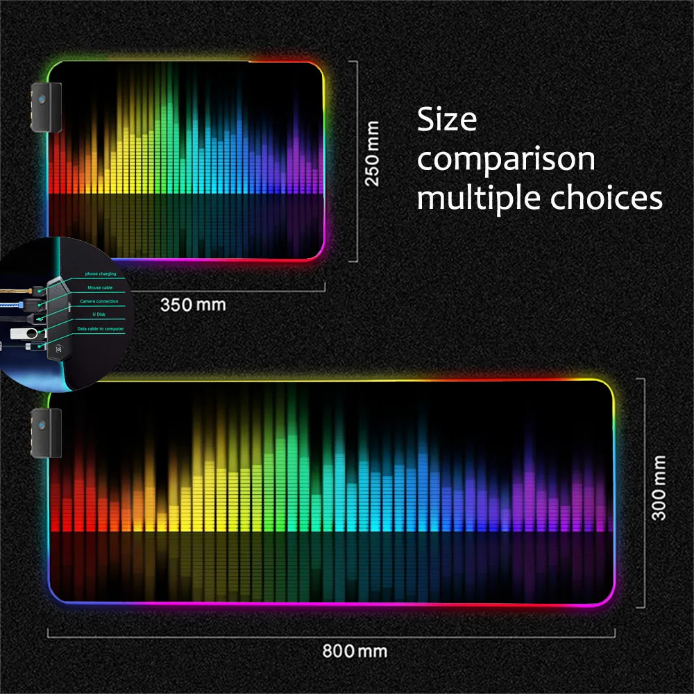 

MRGLZYHUB PC 4 In USBCreative Black LOL Table Mat Jinx Jayce Vi Custom RGB Carpet Super Soft LED Backlit Gaming Mouse Pad Desk