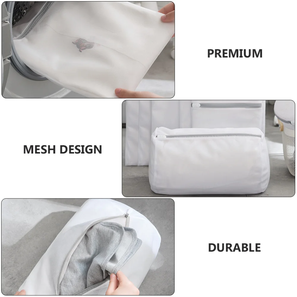 

5Pcs Reusable Washing Bags Fine Mesh Laundry Bag Simple Style Laundry Bag White