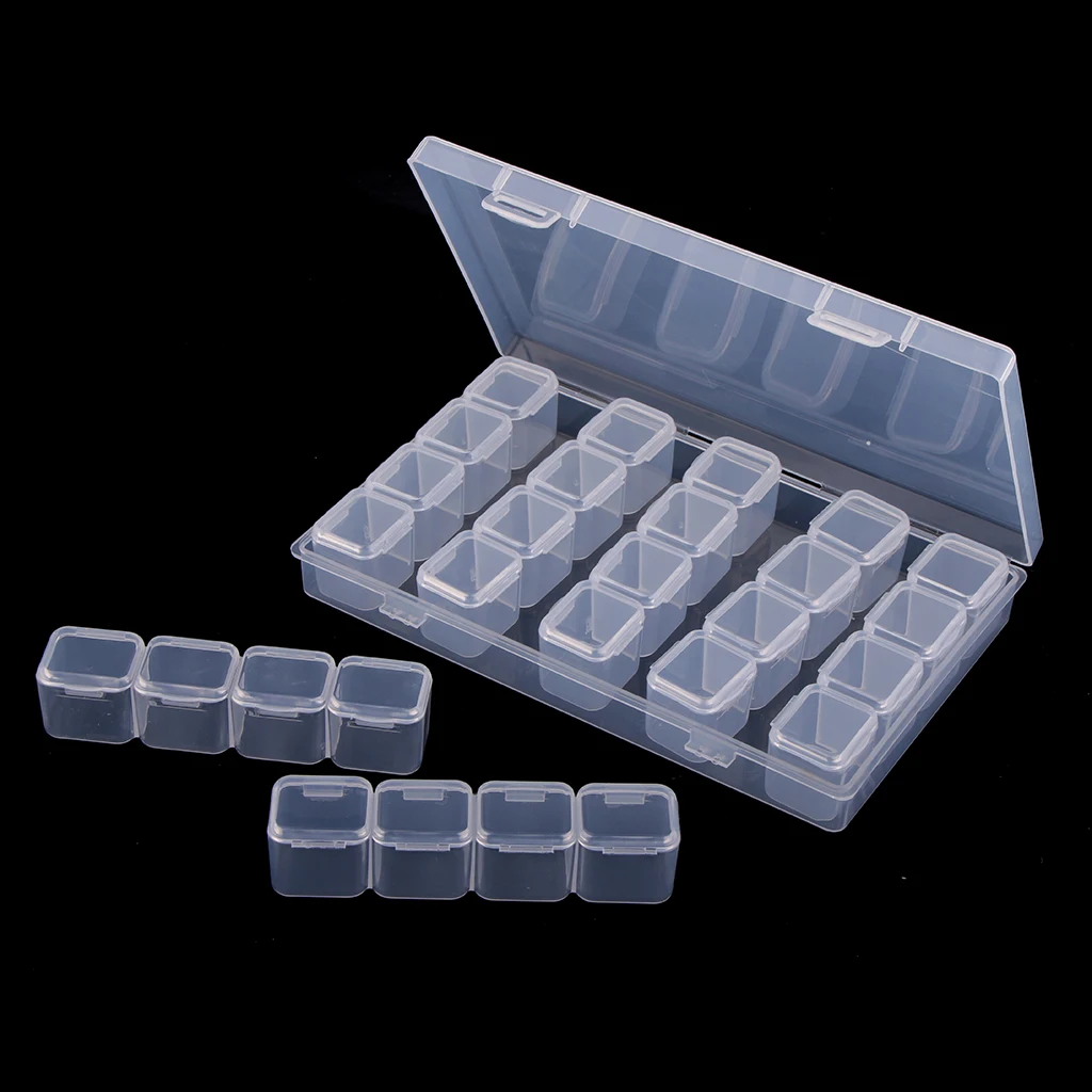 

28x Clear Plastic Organizer Container Storage Box For Nail Tip Jewelry Beads