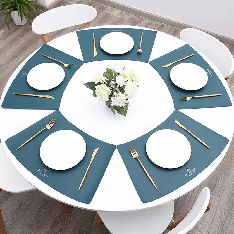 

Inyahome Faux Leather Place Mats Durable Plate Mats for Table Nordic Style Wedge Place mat Heat Insulation Wipe Clean