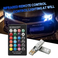 2pcs t10 waterproof w5w 501 car wedge side light bulb 6smd 5050 rgb 7 color led remote control