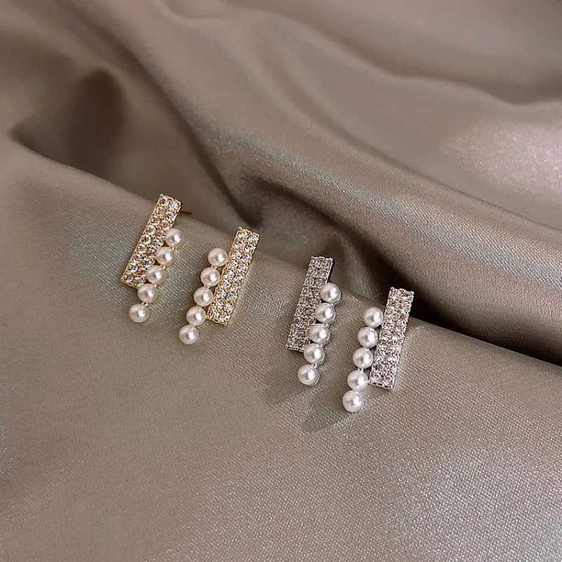 Модные геометрические женские серьги подвески с кристаллами модные жемчугом