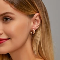ywzixln 2020 boho fashion jewelry earrings blue crystal pearl moon gold color stud earring for women wholesale e0115