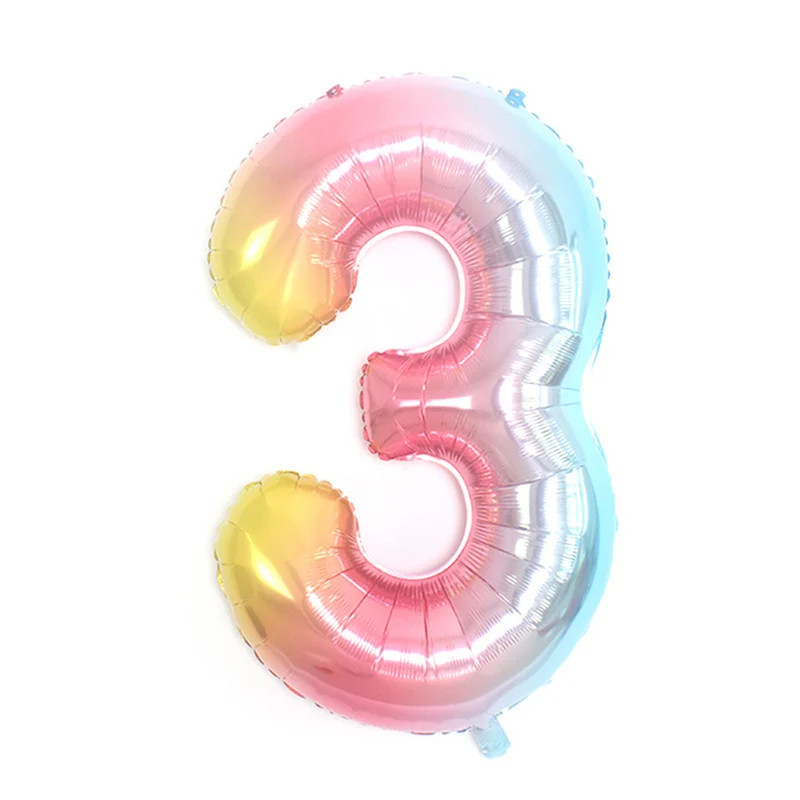40 inch Gradient rainbow big size Number 0-9 Foil Helium Balloons Birthday Party Celebration decoration large globos | Дом и сад