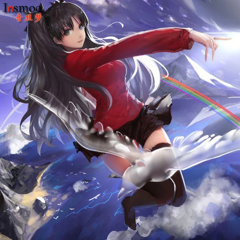 

Fate /stay night women Tohsaka Rin cosplay Long wig role play Tohsaka Rin black wig with 2 ponytails Halloween Carnival Party