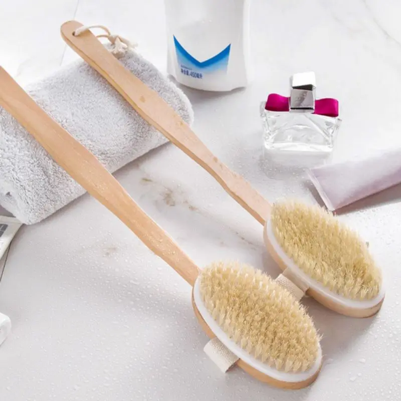 Ванна с длинной щетиной для ванны щетка кожи сухой деревянной ручкой чистки тела