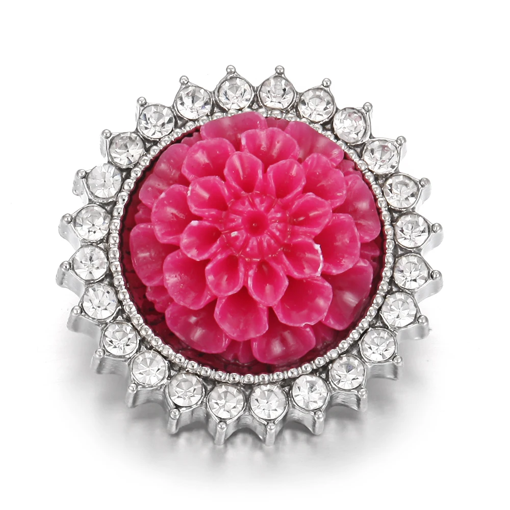 Оснастка украшения со стразами и кристаллами Цветок 18 мм Кнопки Fit Metal Silvercolor