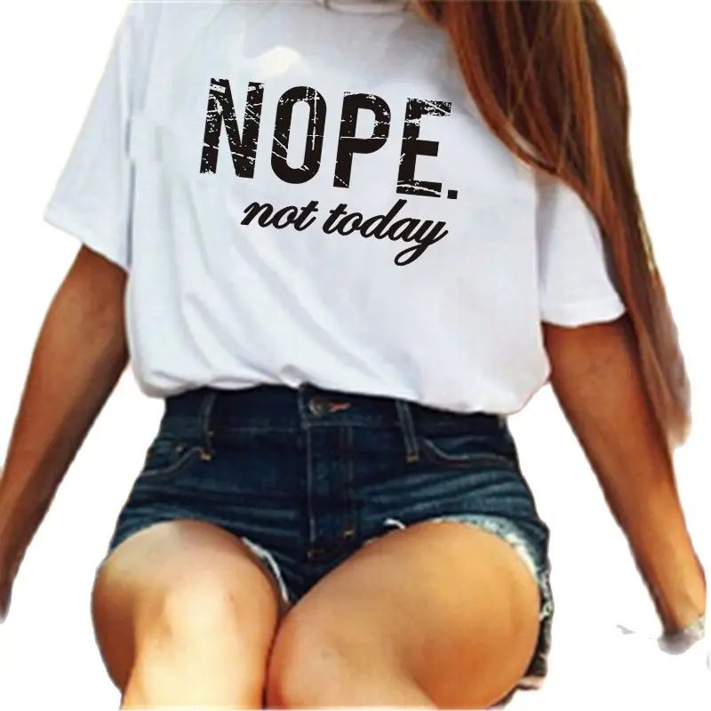 Нет и не сегодня с буквенным принтом Футболка Для женщин короткий рукав круглым