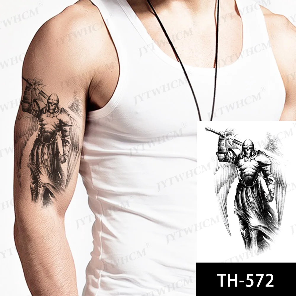 Водостойкая Временная тату наклейка волчьи края ангел лес солнце птица Череп