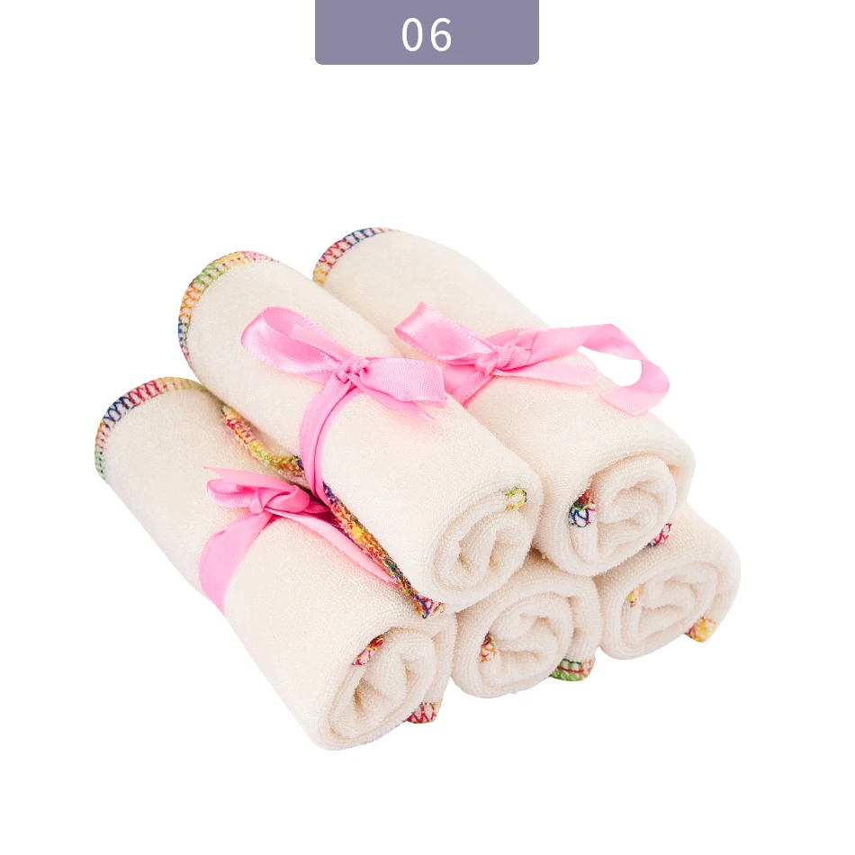 

Elinfant 5pcs/set 21x21cm Bamboo Terry Baby Towel Soft 2 Layers Baby Washcloth Handkerchief