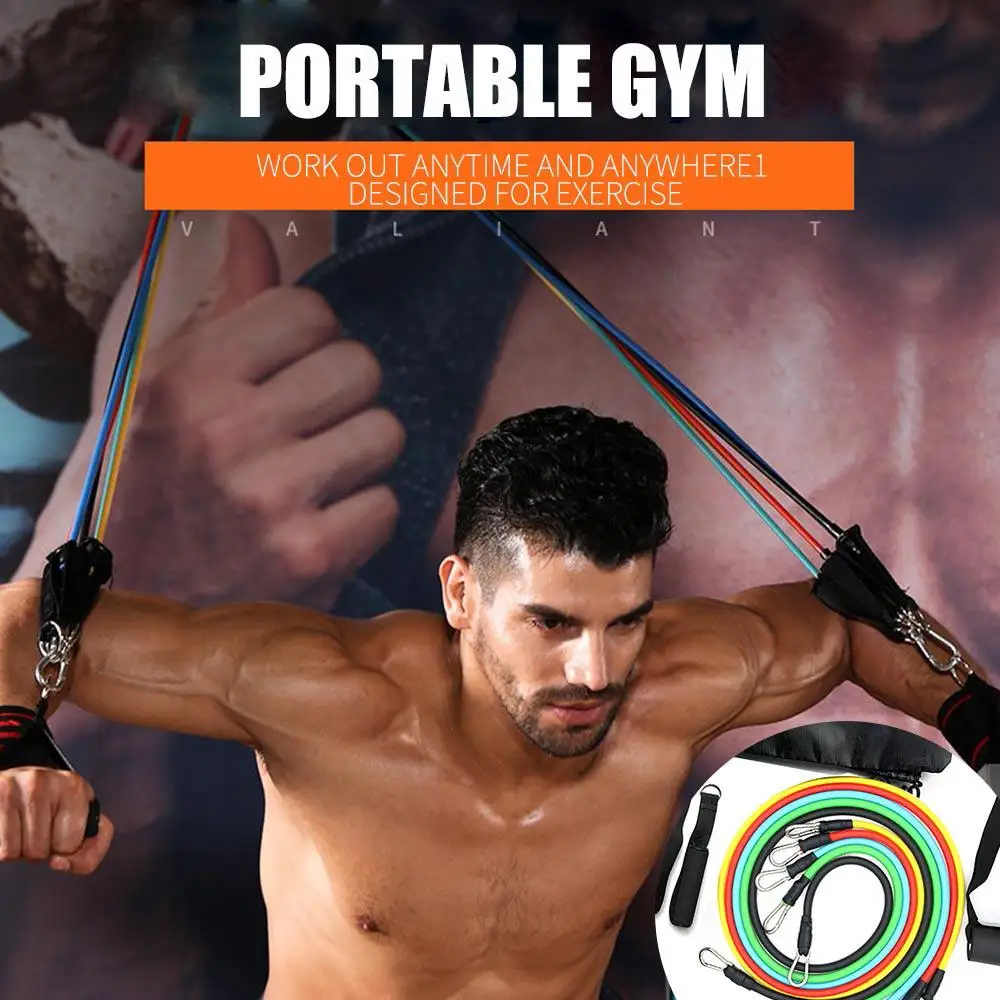 

12pcs/ Set Pull Rope Latex Practical Durable TPE Fitness Equipments Removable Puller Muscle Training Equipment