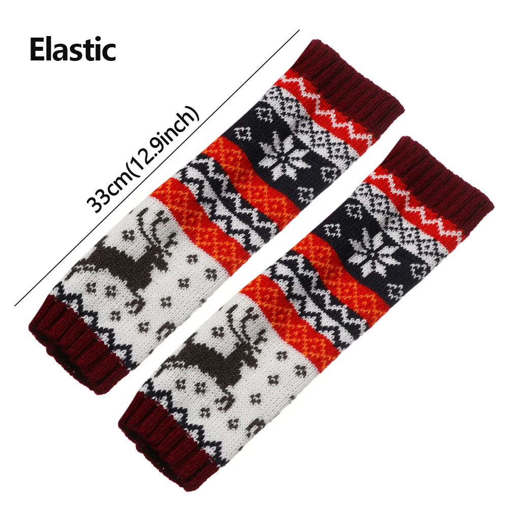 

Women Girls Xmas Deer Knitted Fingerless Long Gloves Thick Warm Wristband Arm Cover Long Sleeve Soft Elbow Mittens Christmas gif