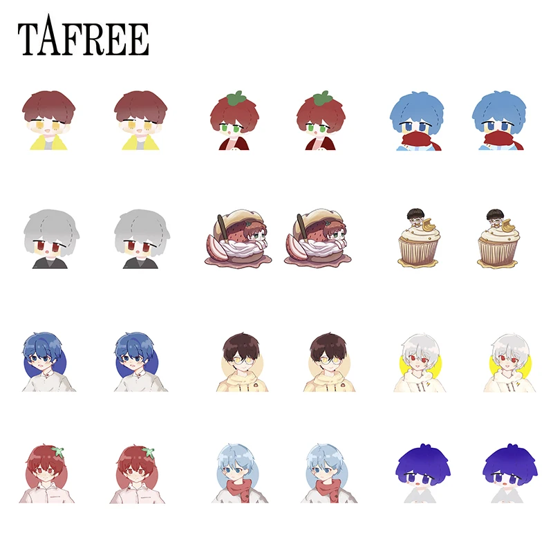 

TAFREE B Station Up Main Q Version Yin And Yang Weird Men's Group Epoxy Resin Clip New Heat Shrinkable Ear Clip Earrings