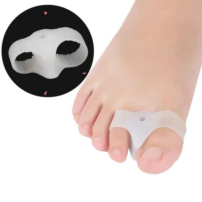 

4pcs=2pairs Two Hole Bunion Adjuster Hallux Valgus Guard Separateur Orteil Toe Separator Gel Foot Fingers Thumb Protector