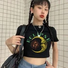 Сексуальные топы с принтом солнце и луна ECLIPSE гот, Харадзюку, Повседневная летняя Эстетическая женская уличная одежда, Свободная Женская шикарная забавная Винтажная Футболка