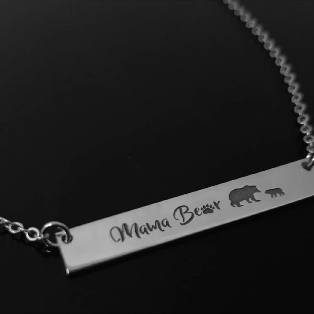 RIR МАМА МЕДВЕДЬ бар ожерелье подарок для мамы персонализированные золотые