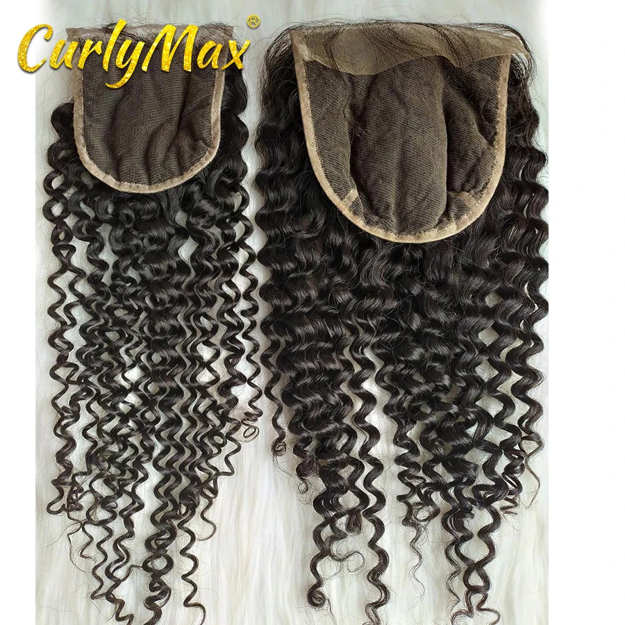 Кудрявые волосы Max глубокая волна 7x7 кружевное закрытие бразильские человеческие