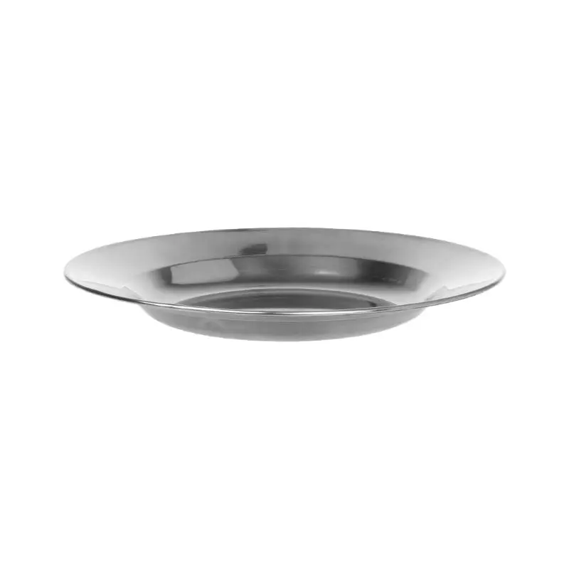 

B0KB Stainless Steel Round Dinner Plate Dish Tray Food Container Outdoor Camping Picnic Tableware 16-24cm