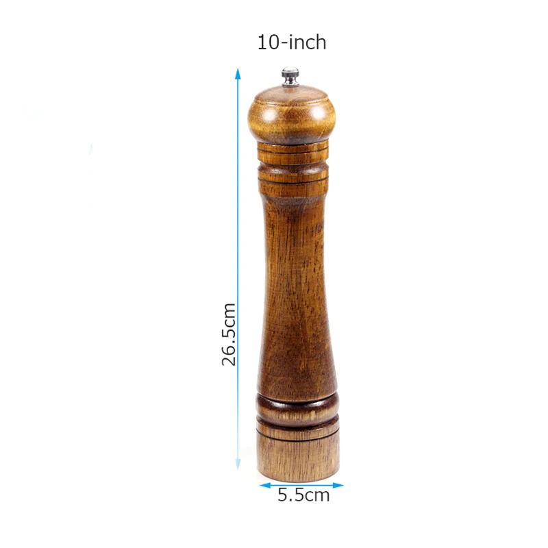 10 inch Мельница для соли и перца, мельница для перца из твердой древесины с сильной регулируемой Керамической шлифовальной машиной " 8" 1"-кухонные инструменты - Цвет: 10 inch