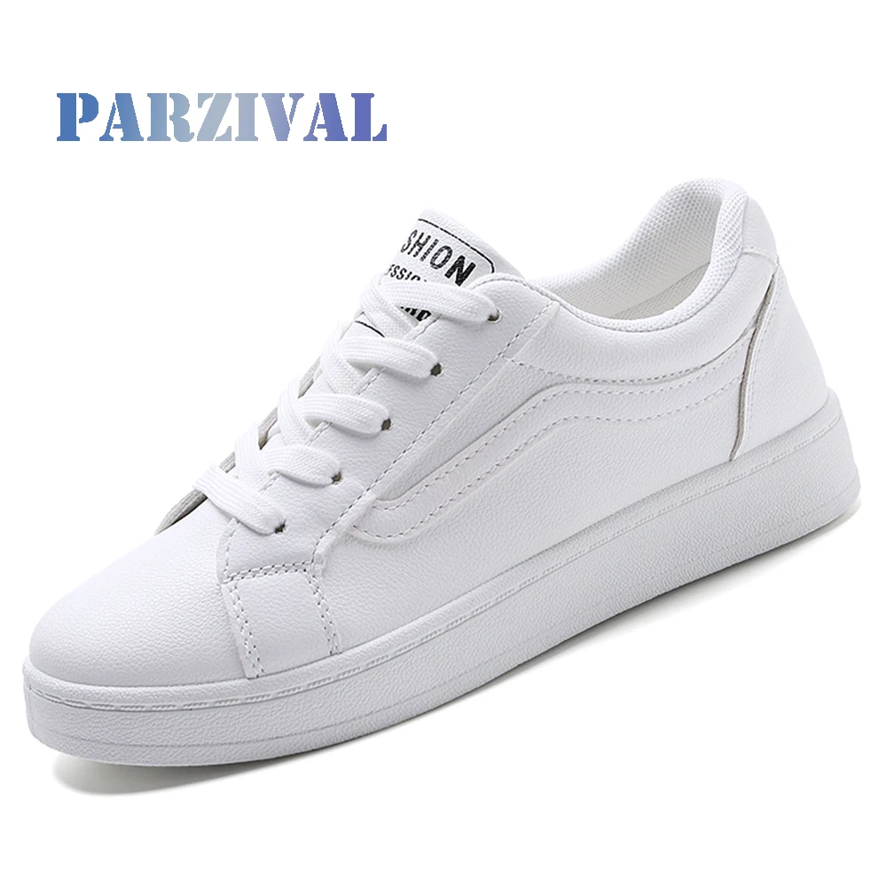 

PARZIVAL Women's Vulcanize Shoes Casual Classic Solid Color PU Leather Shoes Women Casual White Shoes Sneakers Tenis Feminino