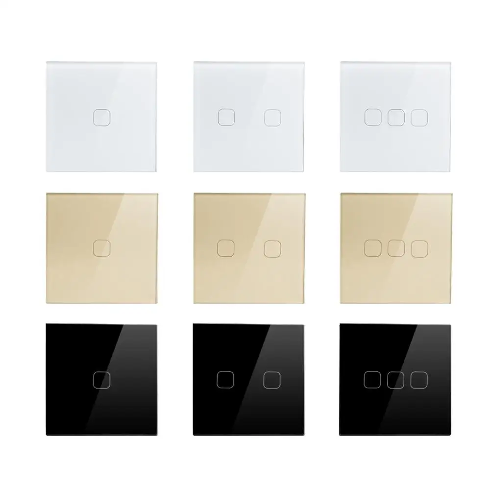 Стеклянная панель Европейского/британского стандарта 1/2/3 клавиши 1 канал