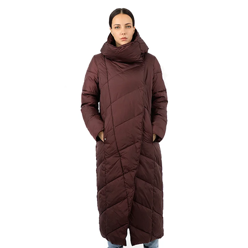 

Women's Long Down Jacket Parka Outwear With Hood Goose Quilted Coat Female High Quality Warm Cotton Canada Clothes New 19-130