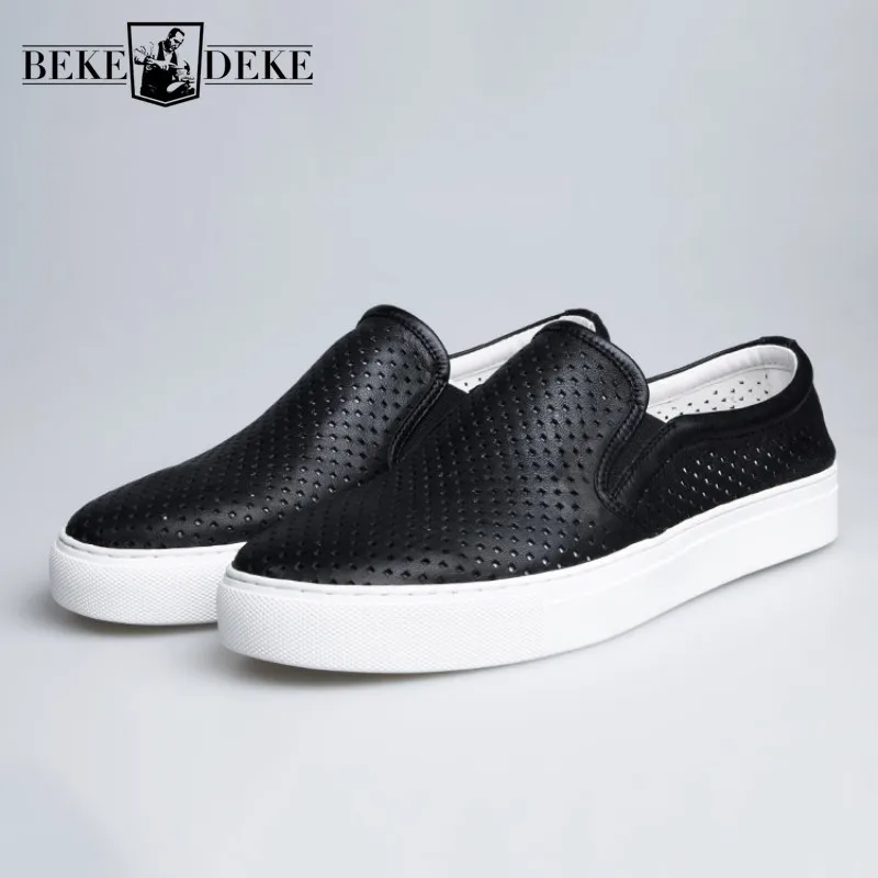 Мужские летние туфли 2020 лоферы на плоской подошве с вырезами мокасины из