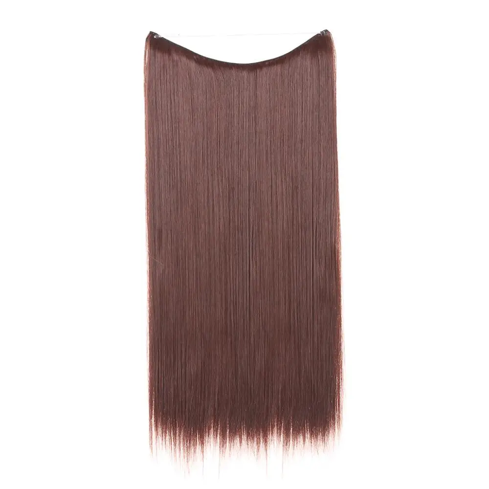Dark Auburn Пряди для наращивания, невидимые, Омбре, прямые, скрытая, секретная корона, флип, накладные синтетические волосы для женщин, M02 - Цвет: Dark Auburn