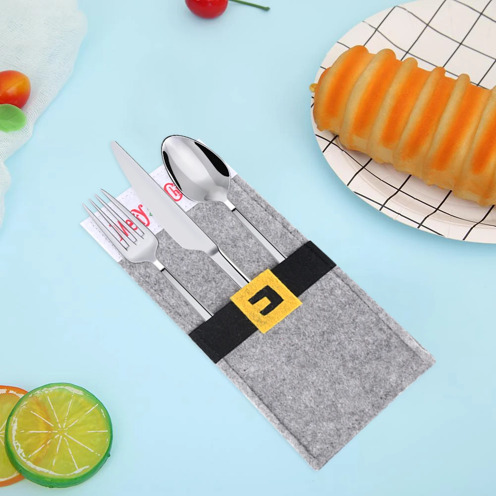 Новогодняя карманная вилка нож столовые приборы держатель сумка для дома