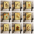 Ретро-постеры в виде японской кошки самурая, искусство, Декор, Настенный декор, милая животная, качественная Картина на холсте для домашнего декора