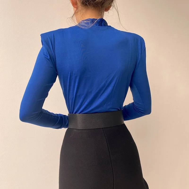 Women's V-Neck Long Sleeve One-piece Clothing Autumn And Winter 2021 New Sexy Spice Girl Simple Fashion Bottoming Shirt | Женская