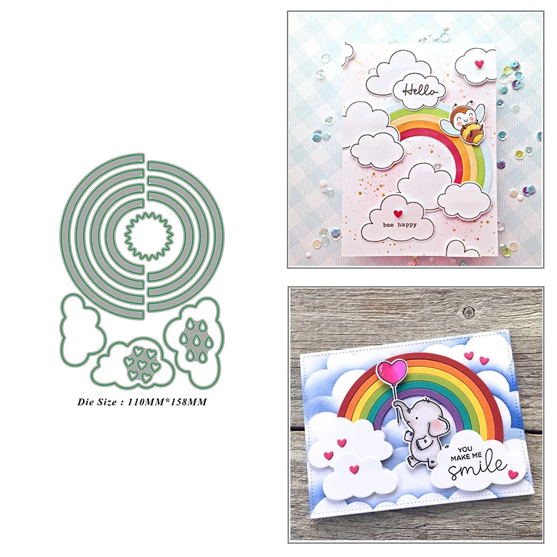 

Rainbow Cloud Raindrop Combinati Metal Cutting Dies for DIY Scrapbook Album Paper Card Decoration Crafts Embossing 2021 New Dies