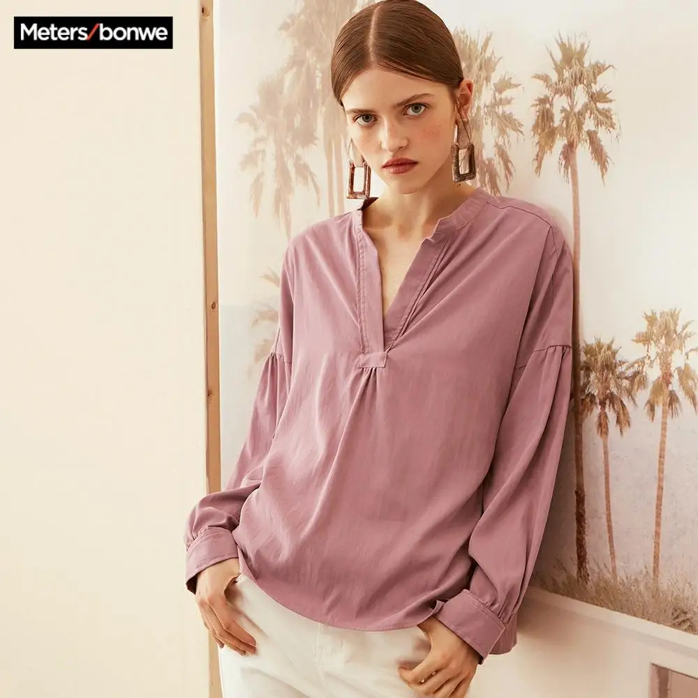 ME &amp CITY Весенняя новинка женские блузки модный сексуальный пуловер с v-образным