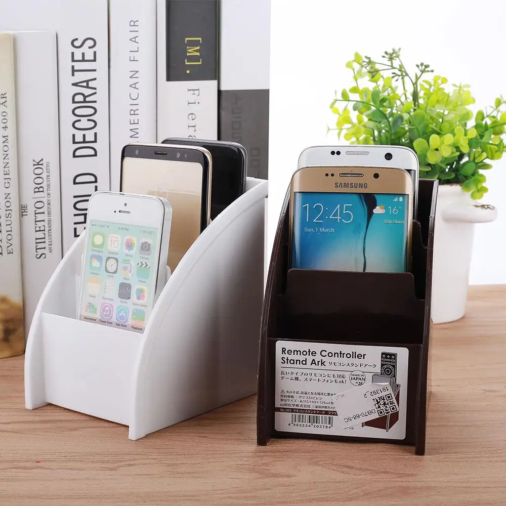 

Remot Storage Holder Desktop Storage Case Remote Control Holder White/Brown Plastic Eco-Friendly Multi-Functional Practical