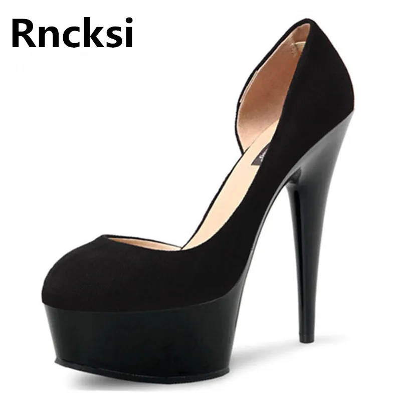 

Rncksi черные женские модельные туфли-лодочки, каблук 15 см, обувь на высоком каблуке; Пикантная женская обувь для ночного клуба вечерние Queen, ту...