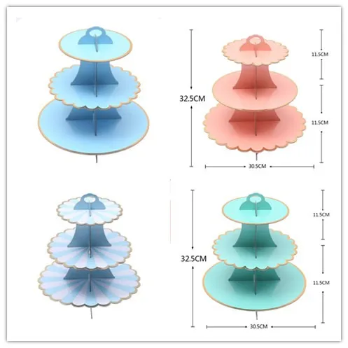 DIY 1 набор 3 яруса стандартная картонная подставка для кексов бумажные тарелки
