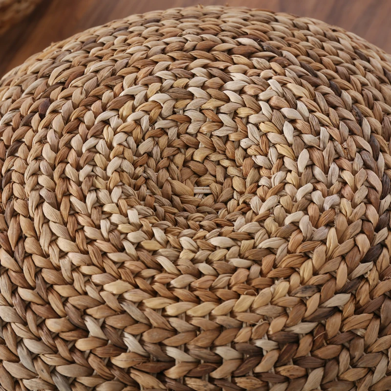

Spherical round straw stool sitting seat living room stool Japanese style rattan cushion natural hand woven foot stool