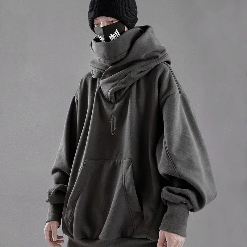 

HOUZHOU Techwear Black Hoodie Hoodies Sweatshirt with Hood Harajuku Japanese Streetwear Hip Hop Autumn Turtleneck Men Joggers