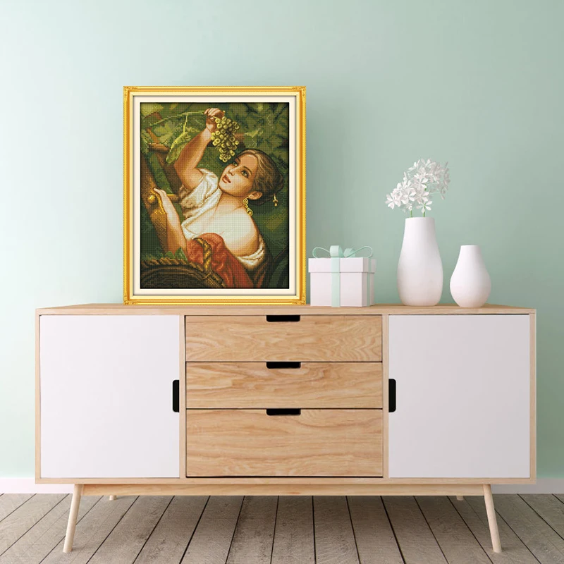 Набор для вышивания крестиком из винограда с китайским принтом девочек Dmc ручной