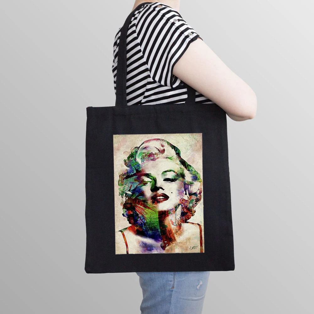 

Женская Холщовая Сумка Marilyn с принтом, мультяшная сумка для покупок на плечо, Модный повседневный саквояж на плечо в стиле Харадзюку