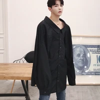 mens long sleeve shirt spring and autumn new personality large collar niche design fashion casual loose large size shirt