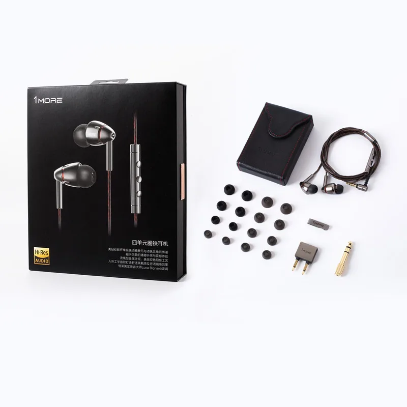 1more E1010 Quad Driver In-Ear наушники с микрофоном Hi-Fi высокого разрешения Наушники