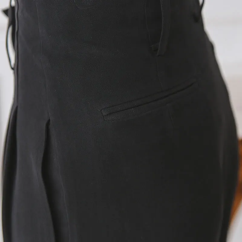 VOA классические матовые черные с высокой талией плюс размер шелковые брюки для